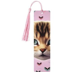 Houten bladwijzer voor mannen vrouwen gepersonaliseerde houten snijwerk boekenlegger met kwastje hanger karttoon kat bladwijzer voor boekenliefhebbers verjaardagscadeau studenten leraren cadeau