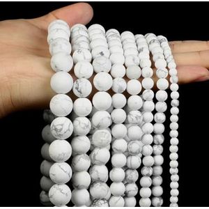 Natuursteen kralen witte maansteen Amazoniet Clear e Shell kraal losse spacer kralen voor sieraden maken DIY armband ketting-Frosted Turquoise-6mm- ongeveer 62 stuks