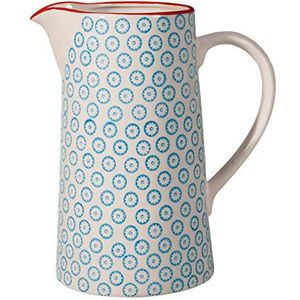 Bloomingville Kruik Emma Retro kan melk vintage waterkaraf ø 13,5 H 22,5 cm, blauw, keramiek, inhoud ca. 2000 ml