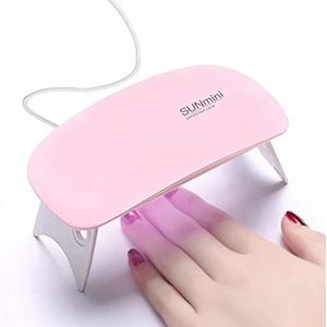 BAQI Mini UV LED-nagellamp, draagbare 6W USB-nageldroger, Polish Curing LED Manicure Tool, Gel Light Mouse Shape Pocket Nail Art Tool voor thuis- en salongebruik, roze