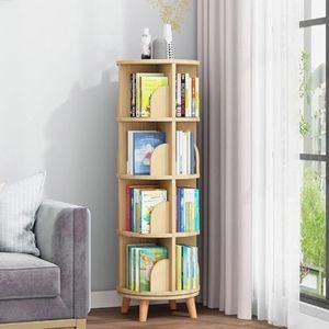 Kleine roterende boekenplank Desktop boekenplank met poten Boekenplanken Houten opslag Bureaubenodigdheden Open vitrine Rek Boekenkast Eenvoudige boekenplank