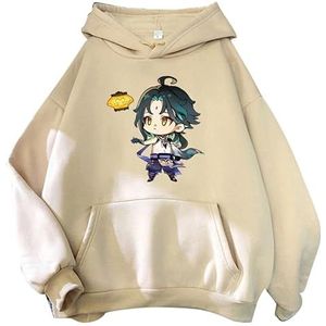 Heren Genshin Impact Hoodie Sweatshirt Anime Xiao Patroon Lange Mouw Trui Unisex Tiener Casual Fleece Hooded Sweatshirts Tops Dagelijkse Kleding, #1, S