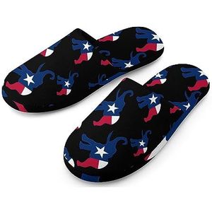 Texas Elephant Flag Womens katoenen pantoffels indoor home slippers wasbare pantoffels voor vrouwen
