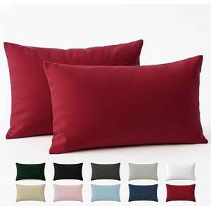 Kussenkussen 50x80 Versterkte katoen (set van 2) - Bordeaux - strak weven van 57 schroefdraden/cm² - kussenkussen 50 x 80 cm - OUKO Tex