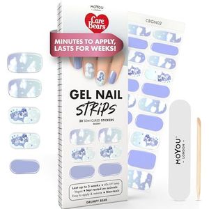 MOYOU LONDON Semi-uitgeharde gelnagelstrips - 20 stuks nagelwraps voor manicure van salonkwaliteit - werkt met elke UV-nagellamp - eenvoudig aan te brengen, te trimmen en te verwijderen
