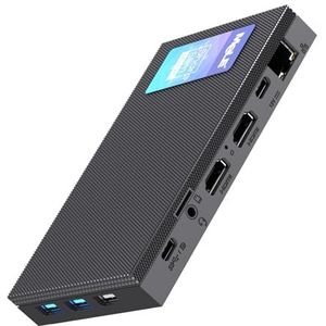 MeLE Quieter4C ventilatorloze minicomputer 16 GB DDR4 512 GB ROM Micro PC Twin Lake N150 (tot 3,6 GHz) USB-C 2 X HDMI 4K@60 Drievoudig scherm Desktopcomputers met VESA-montage voor thuis/kantoor