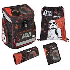 minimutz Schooltas set 5-delig meisjes 1e klas | met gepersonaliseerde inhoud gymtas pennenetui basisschool | motief Scooli, Starwars (zwart), schooltassenset