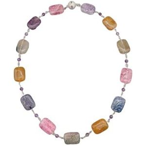 Veelkleurige vierkante agaat ketting 4 mm paarse amethist zirkonia magnetische sluiting meisjes sieraden geschenken