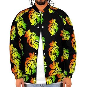 Rasta Lion Crown grappig heren honkbaljack bedrukte jas zacht sweatshirt voor lente herfst