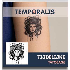 Medusa tattoo – Temporalis® | Tijdelijke tatoeages voor vrouwen & mannen – Nep tattoo vegan & waterbestendig – EU-cosmetica – Blijft 1-2 weken [ Tatoeage Medusa’s Slang ]