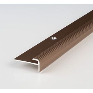 PROVISTON Afsluitprofiel | Geanodiseerd aluminium | Brons licht | Breedte 25 mm | Hoogte 3 mm | Lengte 1000 mm | Geboord | Trapneus | Trapprofiel | Trapprofiel parket | 1 stuk