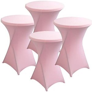 Fitted Spandex Patio Table Covers, Spandex Cocktailtafelhoezen Pak van 4 Veelkleurige Verschillende Maten(Pink Rose,60x110cm)