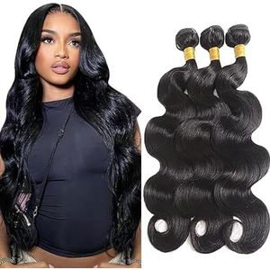 Tuheerst 30 30 30 Inch Body Wave Human Hair Bundles 1B Natural Black Human Hair Extensions Unprocessed Double Weft Remy Hair for Woman 3 Bundle Total 300g