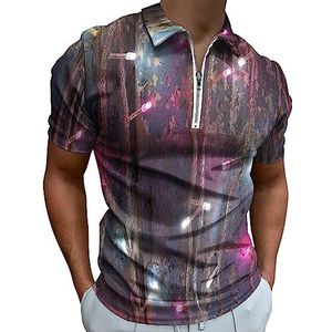 Led-verlichting als feestpoloshirt voor mannen, casual T-shirts met ritssluiting en kraag, golftops, slim fit