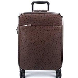 Dkee Ostrich Leather Trolley Case, Brown Leather Case, Flight Case, Heren Koffer (35 * 19,5 * 45cm) Buitenrugzak