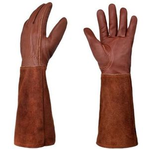 BPABDEITR Tuinhandschoenen for het snoeien van rozen, leer, veelkleurig, meerdere maten, 1 paar(Brown,X-Large)