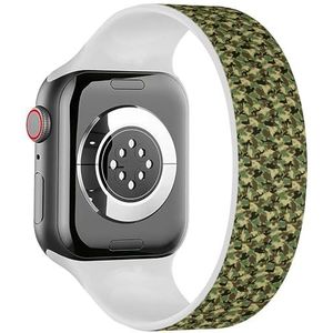 Solo Loop Band Compatibel met All Series Apple Watch 42/44/45/49mm (Militaire Camouflage) Elastische Siliconen Band Strap Accessoire, Siliconen, Geen edelsteen