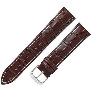 CBLDF 18 20 22 Mm Alligator Lederen Bandjes Compatibel Met Huawei Horloge GT3 Band Krokodil Klassiek Zacht Bruin Horlogebandje 19 21 Mm Polsband (Color : Brown-White Stitch, Size : 21mm)