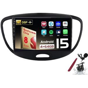 Android 15 Autoradio Sat Navi voor H-yundai I10 (2007-2013) 9 Inch Touchscreen Multimedia Speler met Draadloze Carplay GPS Navigatie FM RDS Bluetooth 5G-WiFi SWC DSP,M150s