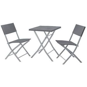 SVITA - Bistroset - Grijs - Kunststof - Set van 3 incl. 2 Stoelen en 1 Tafel