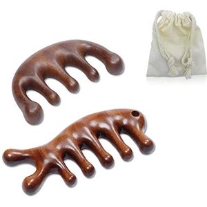2 Pack Carelax Houten Brede Tandkam, Hoofd Massage Tool voor Hoofdhuid Meridianen