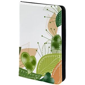 Paspoorthouder, paspoorthoes, paspoortportefeuille, reizen Essentials groene bos bladeren liefdesvormig blad, Meerkleurig, 11.5x16.5cm/4.5x6.5 in