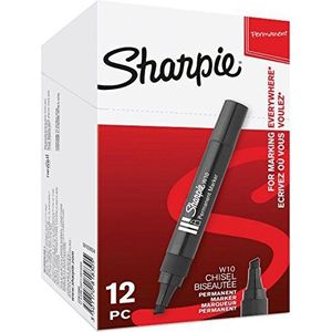SHARPIE W10 permanente marker | wigvormige punt | zwart | doos van 12