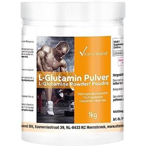 L-Glutamine poeder puur - 1 kg zonder toevoegingen, proteinogeen aminozuur - hoog gedoseerd - veganistisch - biologisch beschikbare supplementen uit Duitsland | Vitamintrend