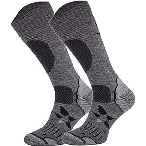 TODO BP Merino wandelsokken heren, dames, kinderen. Trekkingsokken merinowol ademend, anti-blaren - EU-productie, Medium - Grijs, 39-42 EU