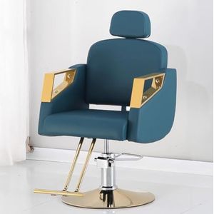 PA-DABAOO Kappersstoel Voor in De Salon, Relaxstoelen Met Zware Hydraulische Pomp, Professionele Shampoo-Apparatuur Voor in De Salon, Leuningen Van Metaal,Dark blue