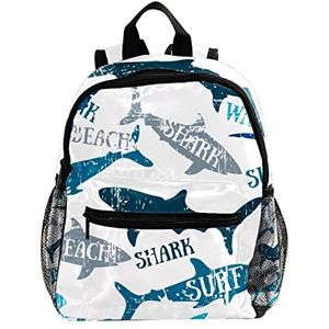 Sharks Surf Wit Leuke Mode Mini Rugzak Pack Bag, Meerkleurig, 25.4x10x30 CM/10x4x12 in, Rugzak Rugzakken