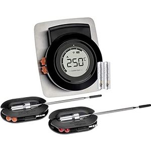 TFA Dostmann Hyper BBQ, 14.1513, draadloze thermometer, draadloos, met app, voor rookoven of grill, met insteeksensoren, vleesthermometer, bewaking van de ovenruimte, kerntemperatuur (zwart met