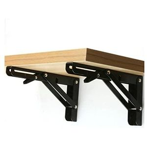 Plankbeugels 2 stks Opvouwbare hoek beugel 16-20 inch driehoek plank zware ondersteuning verstelbare wandmontage bank tafel meubels hardware Steunbeugels voor rekken ( Color : Black , Size : 18INCH )