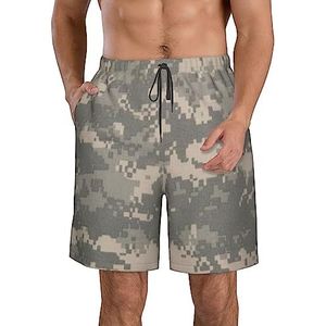 PHTZEZFC Army digitale camouflageprint strandshorts voor heren, zomershorts met sneldrogende technologie, licht en casual, Wit, M