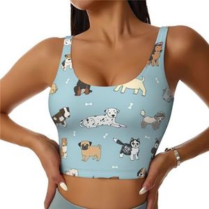 Puppy Doodles Print Comfortabele Vrouwen Sport Vest Yoga Workout Vest voor Vrouwen Lichtgewicht Zomer, Zwart, S