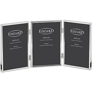 EDZARD Fotolijst Genua voor drie foto's van 10 x 15 cm, verzilverd, bestand tegen aantasting.