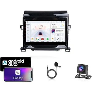 9 Inch Autoradio Compatibel voor Toyota Alphard 2011-2012 met GPS Navigatie CarPlay Android Auto Acht-Core 4G Bluetooth WiFi MirrorLink Stuurwiel Afstandsbediening(T3 8 Core 4G+Wifi 2G+32G)