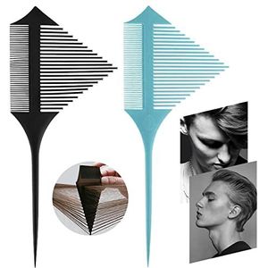 QIUUE Highlight Haarkam, 2 stuks, stylingkammen voor vrouwen, gebiviseerd met tanden, geschikt kammen en kleuren, kapperszaak, salon, hoogtepunten styling (driehoek)