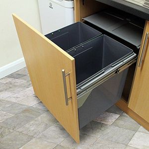 KuKoo Inbouw Prullenbak 90 L 56.5x48.4x49.5 cm 2 compartimenten Inclusief blikjespers recycling zacht sluitend systeem/soft close