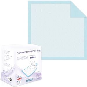 30x ARNOMED Medische incontinentiepads 60x60cm, absorberende wegwerp incontinentiepads, verschoningsmat voor baby's, 5-laags cellulose-pads voor bed bij incontinentie, bijvoorbeeld aankleedkussen