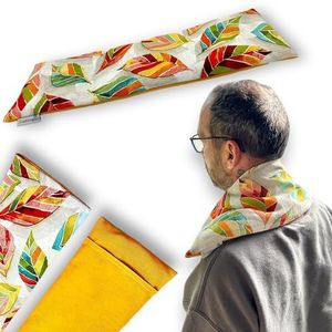 Warmtekussen voor magnetron, 50 x 16 cm, natuurlijke verlichting bij koliek en spierpijn, vulling met tarwe en lavendel, bladpatroon SACOTERAPIA