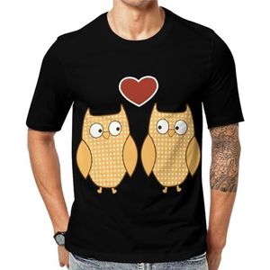 Cute Owls I Love You heren T-shirt met korte mouwen en ronde hals print casual T-shirt 4XL