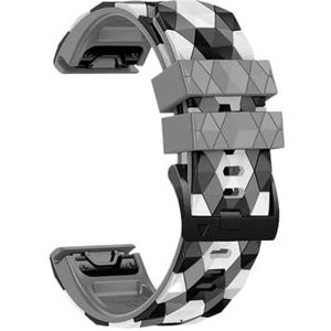 26 22mm Quickfit Horlogeband Bandjes dit for Garmin Fenix ​​7 7X 6 6X Pro 5X 5Plus Epix Gen 2 Instinct 2 955 965 Horloge Siliconen Polsband (Color : GYBK, Size : 26mm Fenix5X 5XPlus)