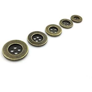 Button， Knopen Naaien Crafts， 50 stuks zinklegering naaiknop rond brons 4 gaten metalen knoppen(Bronze,12.5mm)