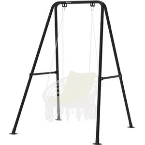 Hangmatstandaard, hangstoel standaard max load 300 lbs, schommelstandaard, outdoor of indoor hangmat met standaard (zwart)