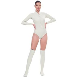 Neopreen badpak voor dames, 2 mm, surfen, duiken en warm houden, gesplitst, lange mouwen, wit (S)