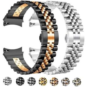 Roestvrij staal geen kloof band geschikt for Samsung Galaxy Watch 6 4 Classic 44mm 40mm 46 42mm 43 47mm gebogen eindband for horloge 5 Pro 45mm(Black silver,For Watch 4 classic 42mm)