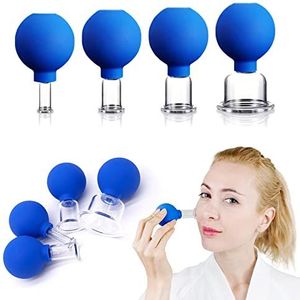 4 stuks gezichtscupping-set | Siliconen vacuümzuiging | Cupping Massage Therapie | Een kit voor anti-cellulitis, anti-rimpel en onmiddellijk tijdloze huid | voor ogen, gezicht en lichaam