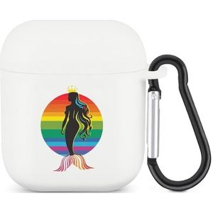 Zeemeermin Mama Vis Moederdag Leuke Case voor AirPods 2&1 Schokbestendige Beschermende Hoofdtelefoon Gevallen Cover Met Sleutelhanger voor Mannen Vrouwen