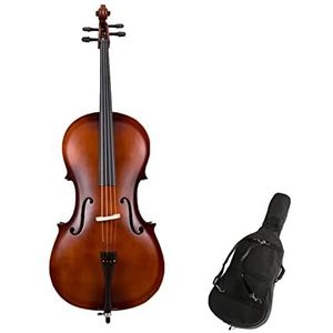 houten cello - professionele kind volwassen beginner prestaties klasse kind oefenen spelen cello met boog, 4strings, yard, antislip pads, tuner Glanzend rood / matte curry Maat 4/4, 3/4, 1/2, 1/4, 1/8, 1/10 (4)